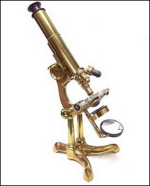 Bausch & Lomb Optical Co., Rochester NY, Serial No. 76, Pat. Oct. 3, 1876. The Professional model microscope, c. 1876