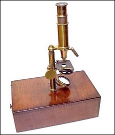 Signed: Made for McAllister & Co., Philadelphia. Imported smaller case-mounted French microscope, c.1844