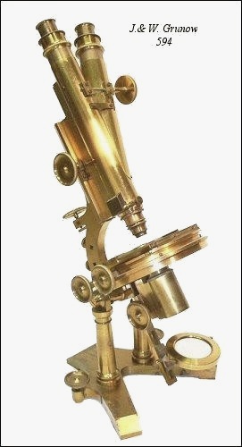 J &W Grunow serial 594 binocular microscope