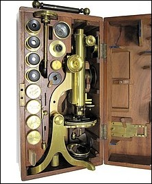 Henry Crouch, London, #942. Student's Binocular Microscope. c. 1875