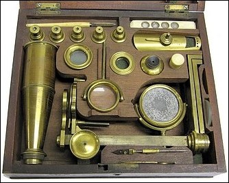 Compound and Simple Microscope on a folding tripod base. English, unsigned. c.1815