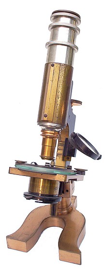 Schrauer, Maker, New York. Monocular microscope with draw-tube focusing