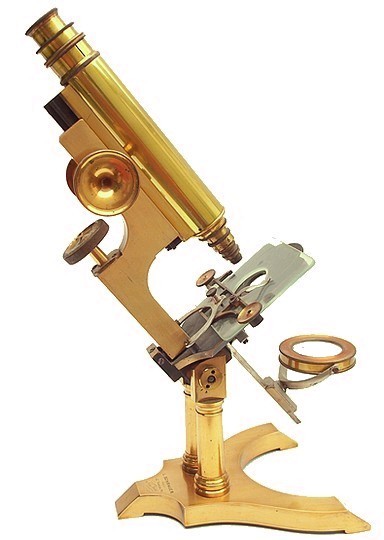 L. Schrauer, Maker, 42 Nassau St., New York. Microscope on a double pillar. c.1880