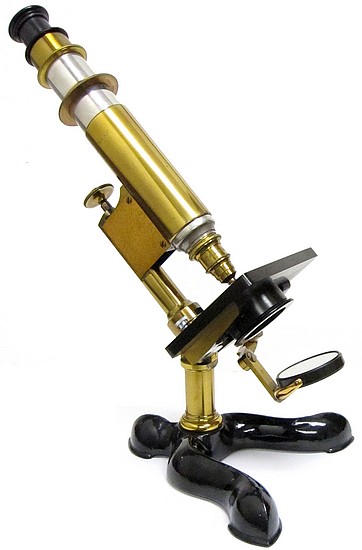 Bausch & Lomb Optical Co., Rochester NY, Pat. Oct. 3, 1876,#279. Made by Ernst Gundlach. The Laboratory model microscope, c. 1877