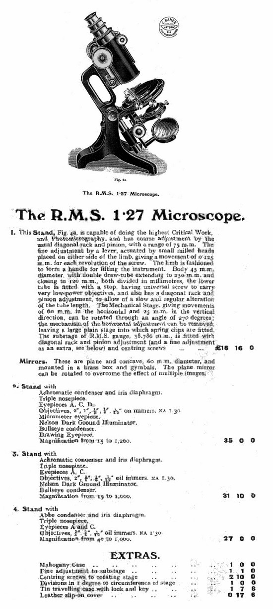 The R.M.S. 1.27 model microscope c.1911