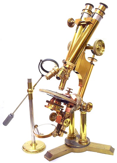 Bausch  & Lomb Optical Co., Pat. Oct. 3, 1876. The Professional Model microscope with binocular and petrological tubes
