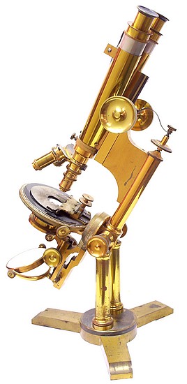 Bausch  & Lomb Optical Co., Pat. Oct. 3, 1876. The Professional Model microscope with binocular and petrological tubes