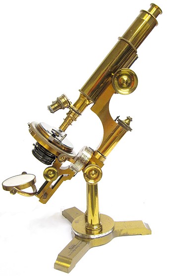 Bausch & Lomb Optical Co., Rochester and New York City, #16221. The final version of the Professional Model microscope, c. 1894