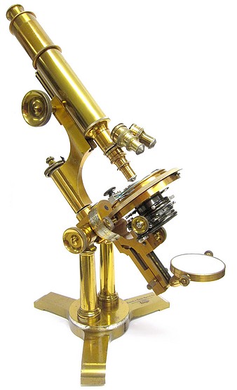 Bausch & Lomb Optical Co., Rochester and New York City, #16221. The final version of the Professional Model microscope, c. 1894