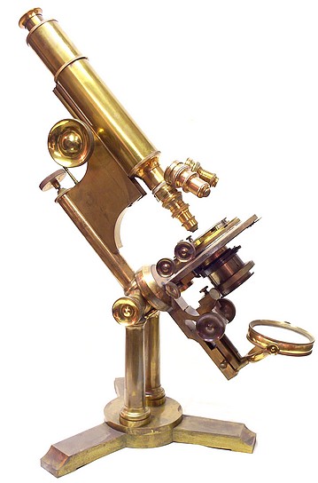 Bausch & Lomb Optical Co., Pat. Oct. 3, 1876 and Oct 13, 1885. The Professional Model Microscope with full mechanical stage
