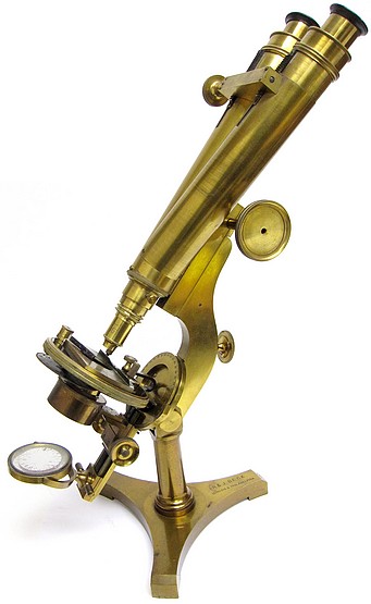 R. & J. Beck, London and Philadelphia, #10679. The Improved National Binocular Microscope, c. 1882