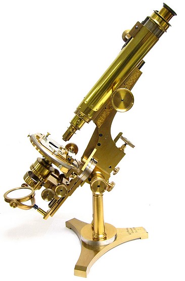 W. H. Bulloch, Chicago, Pat. 1879,  #260. The No. 1 Professional Binocular Microscope