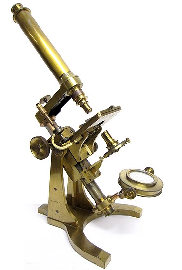 Charles A. Spencer (Spencer & Eaton). The Large Trunnion Model microscope with lever activated stage, c. 1859