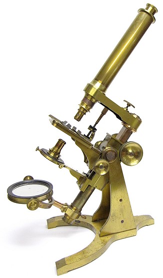 Charles A. Spencer (Spencer & Eaton), Canastota N.Y. The Large Trunnion Model microscope with lever activated mechanical stage, c. 1859