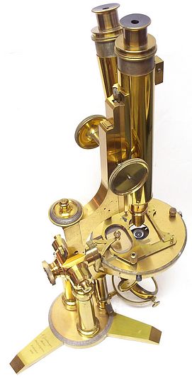 J. Zentmayer, Maker, Philadelphia, Patented 1876, No. 1343. The American Centennial model microscope