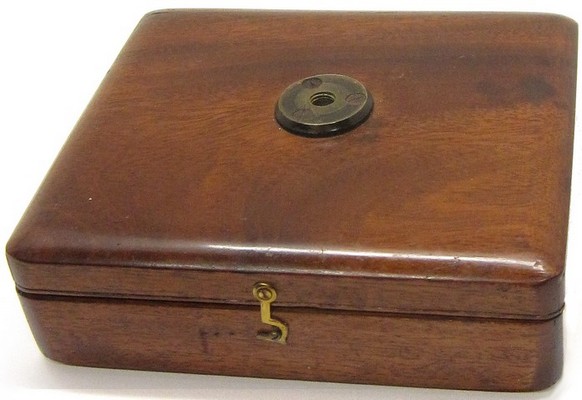 Case-mounted microscope with fine adjustment, English, c. 1845