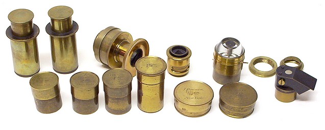 J. & W. Grunow, #594 - Binocular microscope, accessories