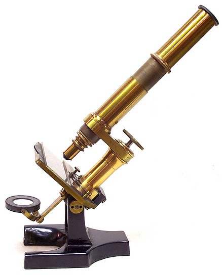 J. Grunow, New York, No. 676, c. 1880. A microscope from the laboratory of Thomas Edward Satterthwaite MD