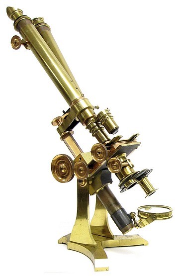 J. Swift, Optician, 128 City Road, London E. C.. Binocular microscope for conventional and polarized light microscopy. c. 1870