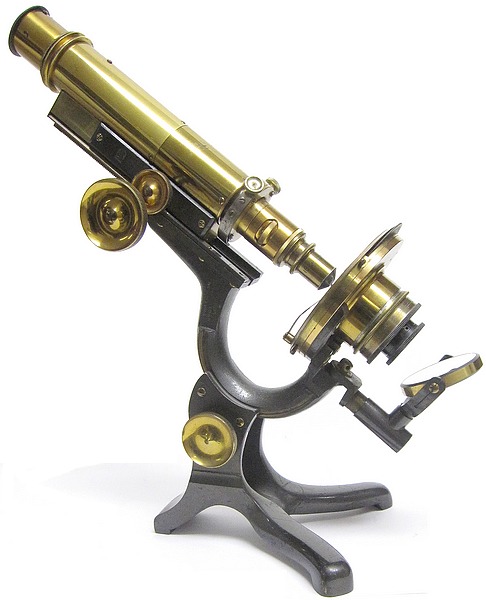 James Swift & Son, University St. London W.C. Improved Wale's American Microscope, c. 1881. Version constructed as a polarizing (mineral) microscope