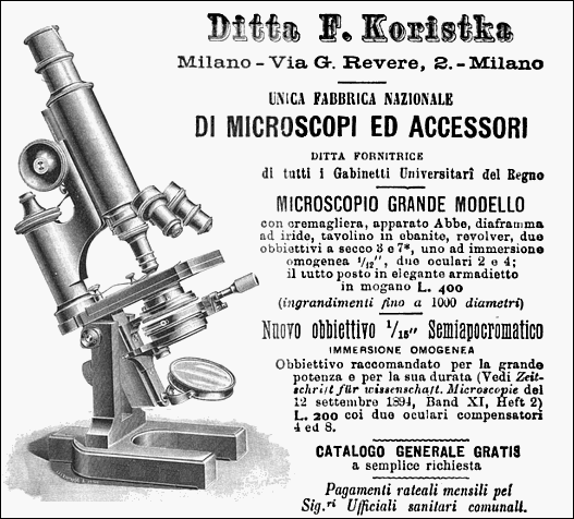 Koristka microscope advertisment from1900
