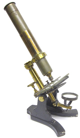 G. Langguth Jr., Optician, Chicago. Monocular microscope, c. 1865. Likely made by Samuel Murset, Philadelphia