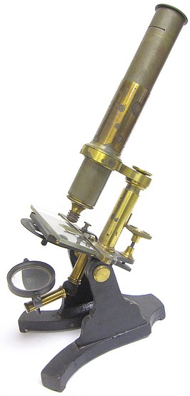 G. Langguth Jr., Optician, Chicago. Monocular microscope, c. 1865. Likely made by Samuel Murset, Philadelphia