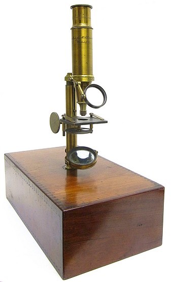 Signed: Made for McAllister  &  Co., Philadelphia. Imported smaller case-mounted French microscope, c.1844