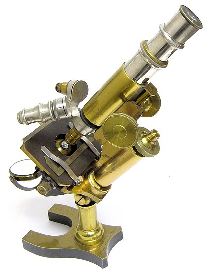  Nachet 17 rue St. Severin, Paris. Middle model No. 4 microscope with mechanical stage, c.1890