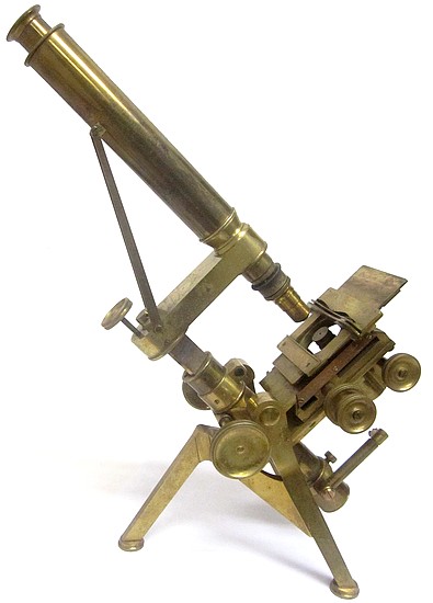 Powell & Lealand, 4 Seymour Place, Euston Square, London. Early model monocular microscope dated 1850