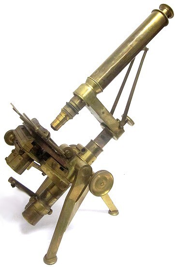 Powell & Lealand, 4 Seymour Place, Euston Square, London. Early model monocular microscope dated 1850