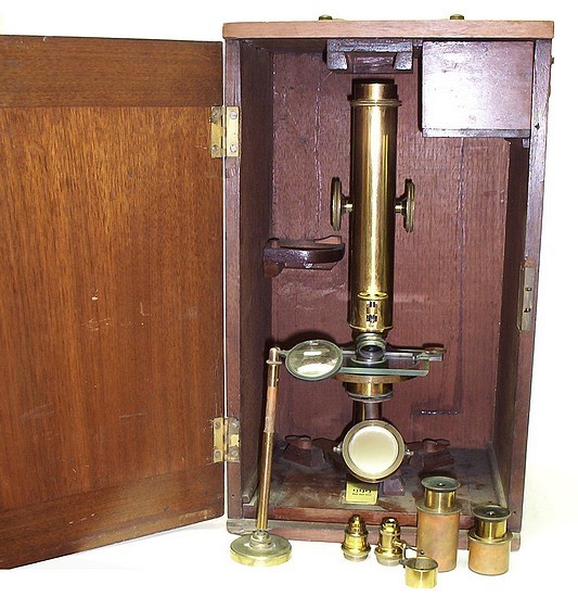 James W. Queen Co., Philadelphia and New York. Serial No. 222. The Student's microscope, c. 1880