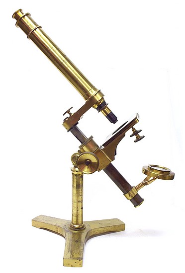  Monocular microscope made by Charles A. Spencer. Pritchard type, c. 1860