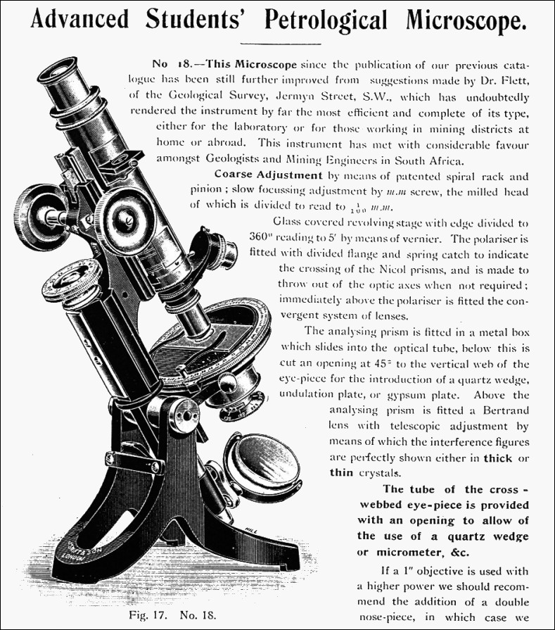 J. Swift & Son, London, #14790. The Advanced Student's Petrological Microscope, c. 1908