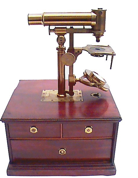 Made for Widdifield & Cie, Boston. A Rare Universal (inverted) Microscope Sold by a Boston Retailer. c. 1840-1855 