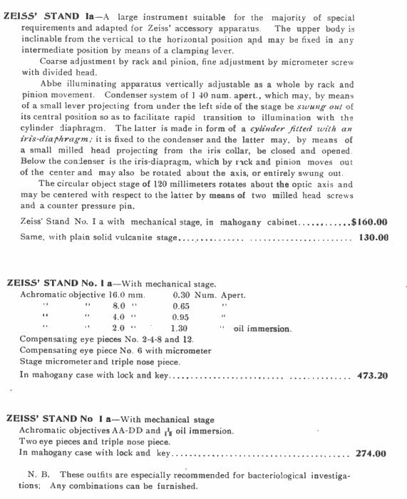Carl Zeiss, Jena Continental microscope-Stand 1a, description