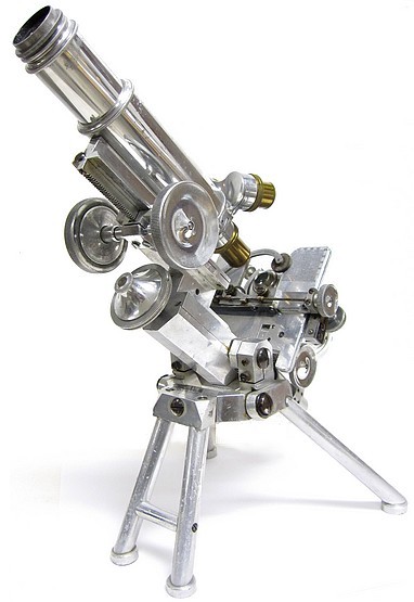 J. Swift and Son, London. Patent 24960. Portable Histological microscope in aluminum, c. 1895