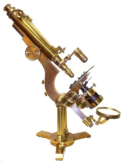 H. W. Crouch 64a Bishopsgate Street, London.  Serial no. 306. Early Wenham binocular microscope c 1865