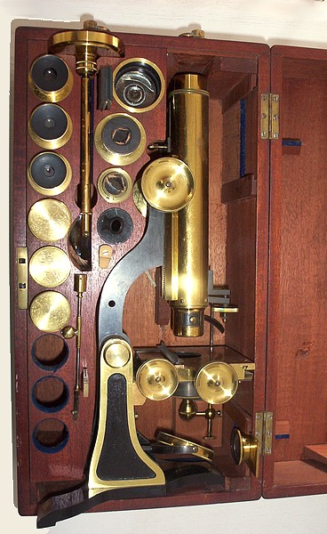 H. Crouch, 51 London Wall, London, #574. Student Binocular Microscope. c. 1871