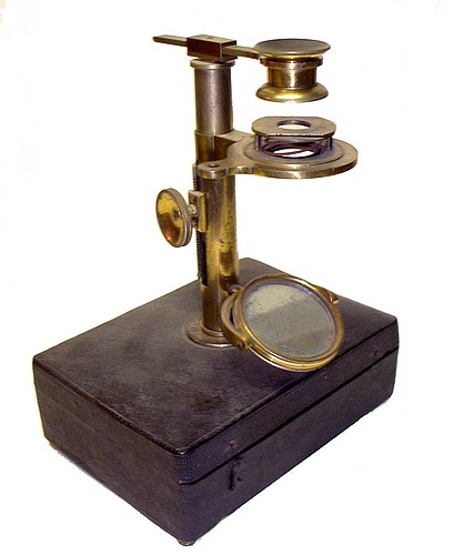 An Ellis aquatic type microscope with rack and pinion focusing, c.1775