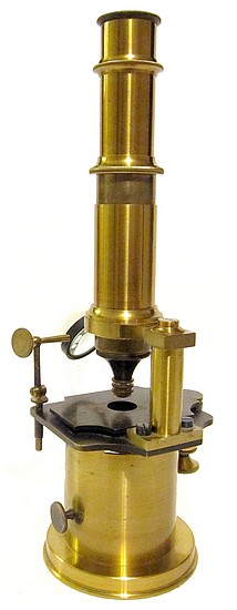 French Drum Microscope with stage fine focus, c. 1850