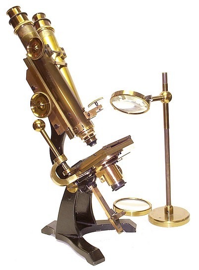 J. & W. Grunow, New York #499. Binocular microscope with Varley Stage, c. 1870
