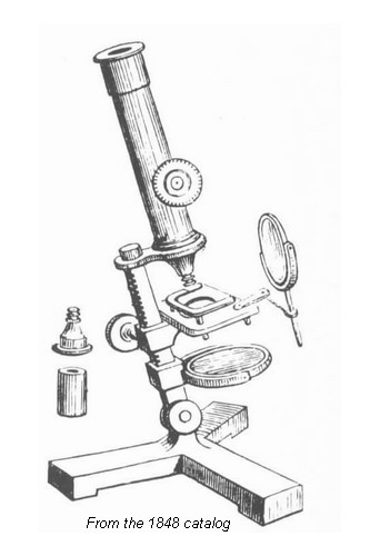 Horne Thornthwaite & Wood 123 Newgate Street London. Early achromatic monocular microscope. c.1848