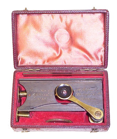 Invented by M. Pillischer Optician 398 Oxford St., London, N. 32. The Lenticular Microscope. c. 1851