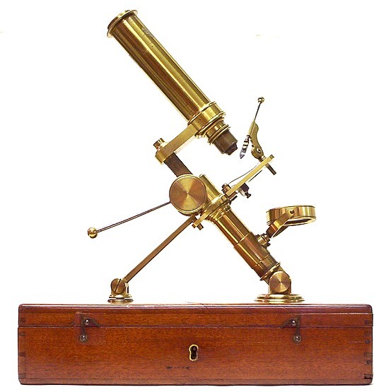 W. Matthews Camden Rd., London. Case-mounted portable microscope c. 1858
