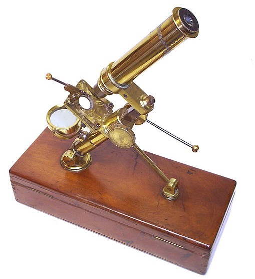 W. Matthews Camden Rd., London. Case-mounted portable microscope c. 1858