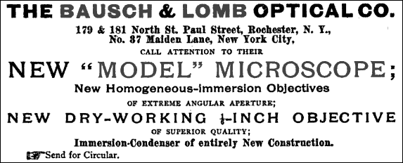 Bausch & Lomb Optical Co. "The Model" microscope illustration