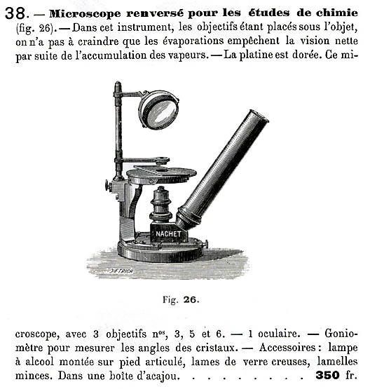 Nachet Inverted Chemical microscope from the 1886 catalog