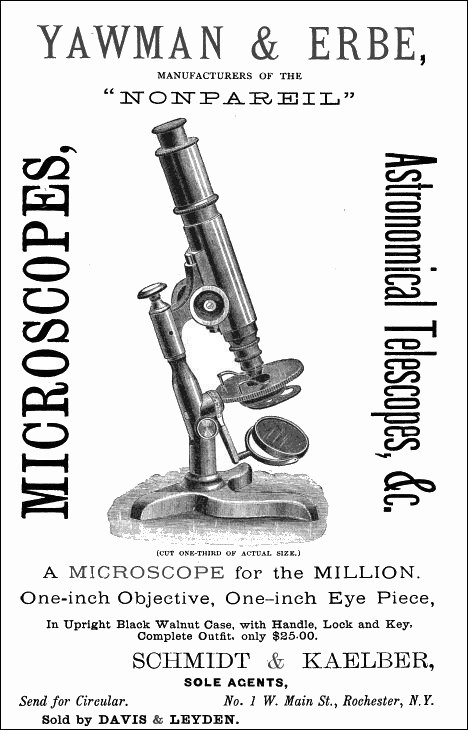 Two versions of the Nonpareil model microscope. Signed by Ernst Gundlach and Yawman & Erbe, c. 1884