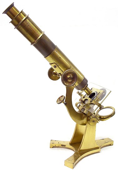 Benj. Pike's Son & Co., 930 Broadway, NY. Microscope with stage fine focus adjustment, c. 1878